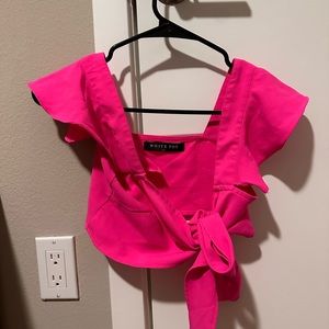 White Fox Hot Pink Crop Top